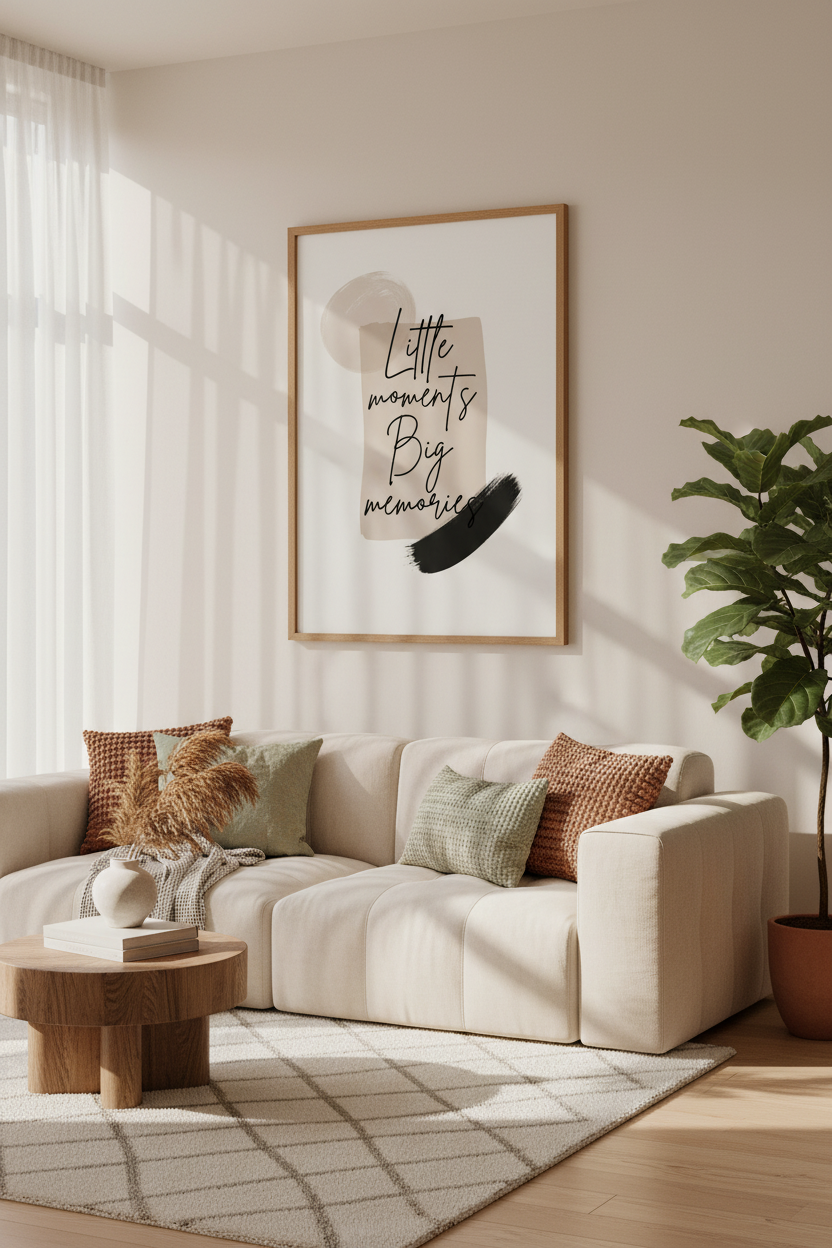 Little Moments Big Memories Art | Minimalist Neutral Quote, Nursery Decor