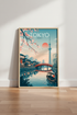 Tokyo Japan Travel Poster | Cherry Blossom & Skytree Wall Art | Pastel Pink Decor