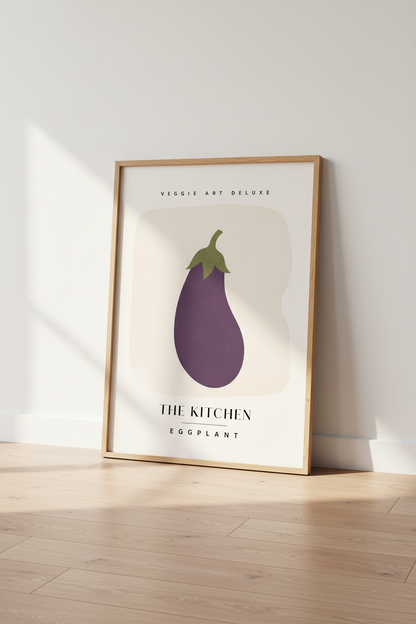 Minimalist Eggplant Wall Art | Modern Purple Vegetable Poster, Kitchen Decor