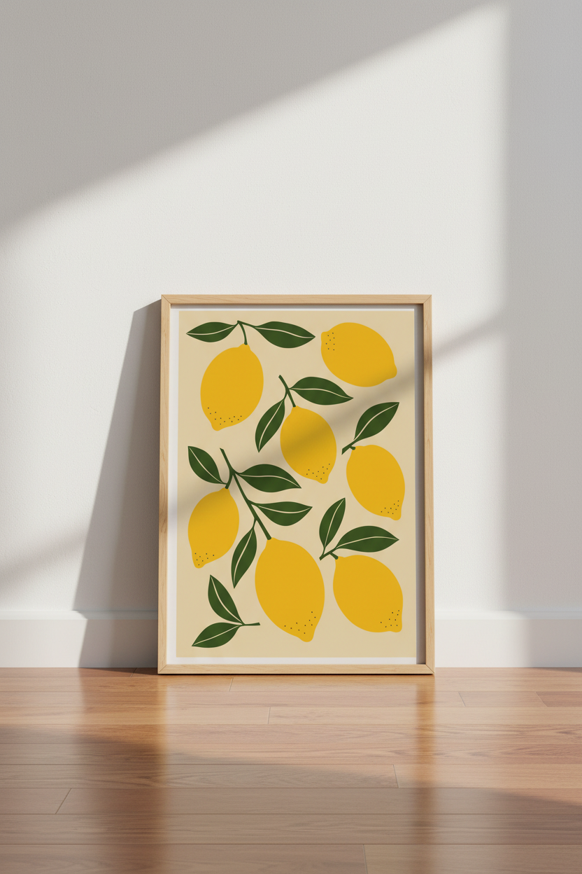 Lemon Fruit Wall Art Print | Kitchen Decor | Minimalist Botanical Poster