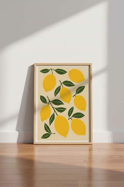 Lemon Fruit Wall Art Print | Kitchen Decor | Minimalist Botanical Poster