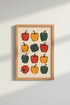 Bell Pepper Linocut Wall Art Print | Kitchen Decor | Retro Vegetable Poster