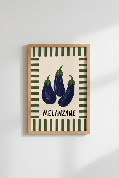 eggplant wall art print | Kitchen Decor | Modern Retro Poster