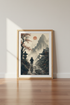Samurai Mountain Path Wall Art | Japanese Landscape Print, Zen Office Decor