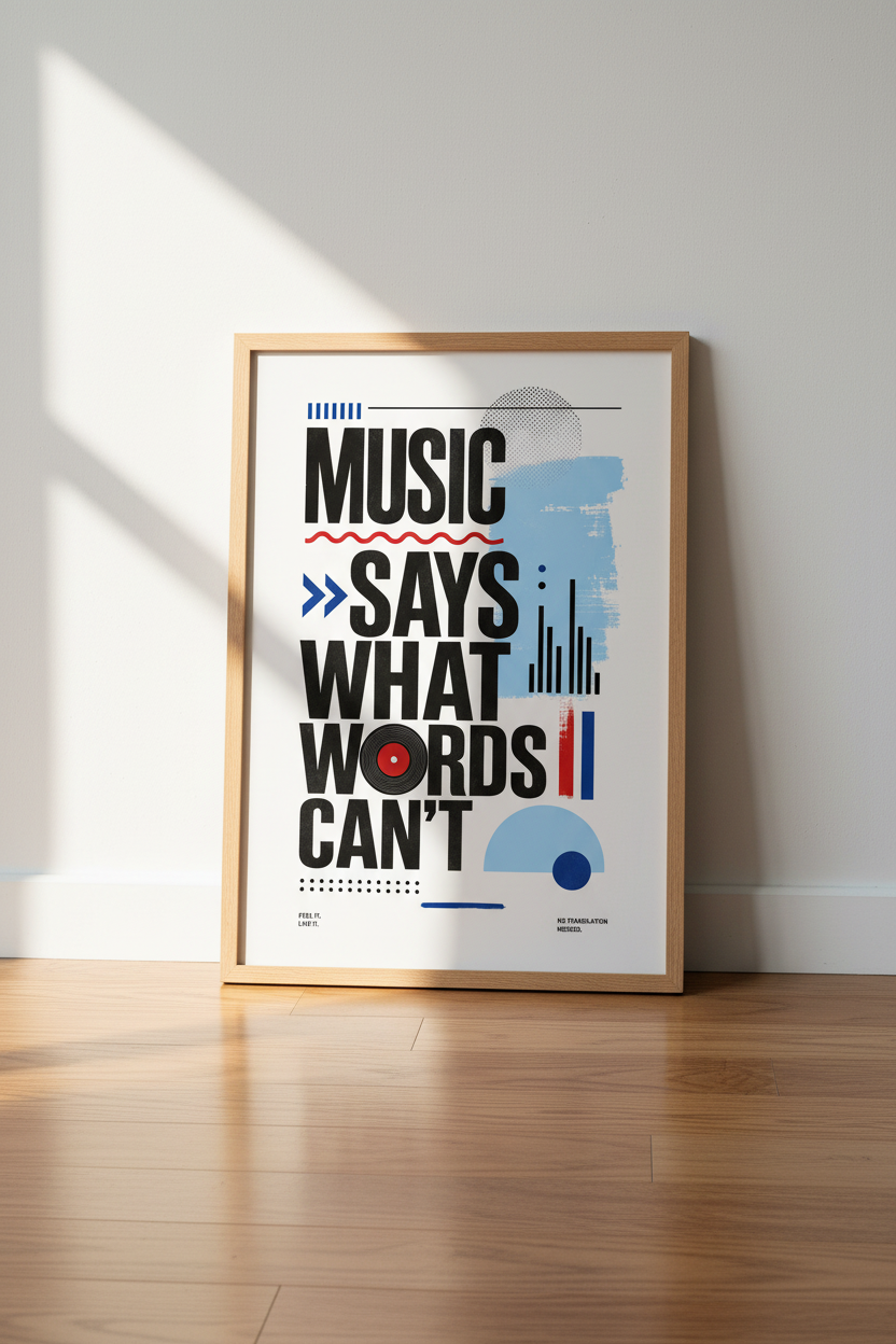 Music Quote Poster | Modern Abstract Graphic Art, Studio &amp; Home Office Wall Decor