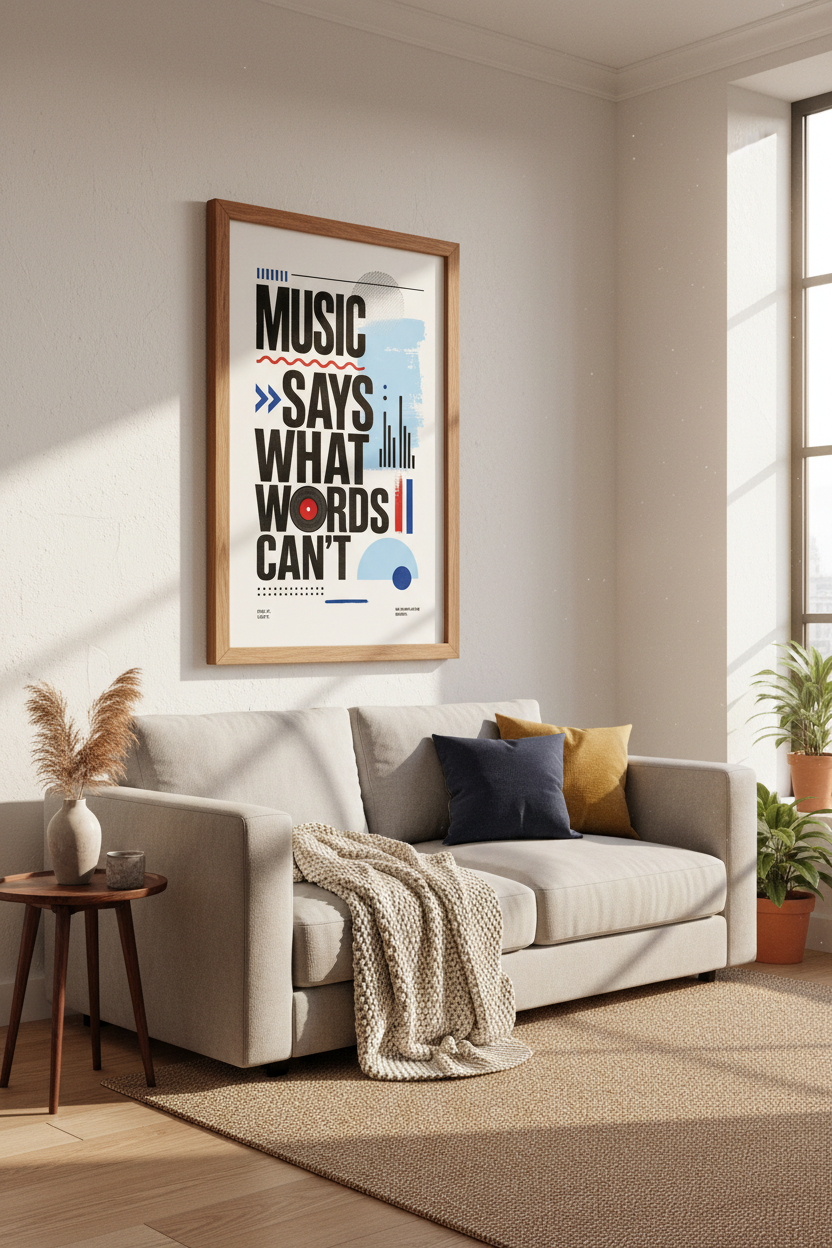 Music Quote Poster | Modern Abstract Graphic Art, Studio &amp; Home Office Wall Decor