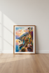 Italian Lake Como Watercolor Print | Mediterranean Landscape, Sunset Travel Poster Art