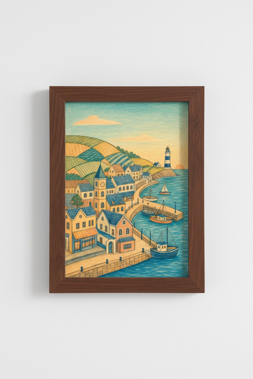 Pastel Lighthouse Wall Art Print | Living Room Decor | Coastal Poster