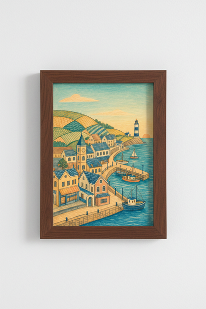 Pastel Lighthouse Wall Art Print | Living Room Decor | Coastal Poster