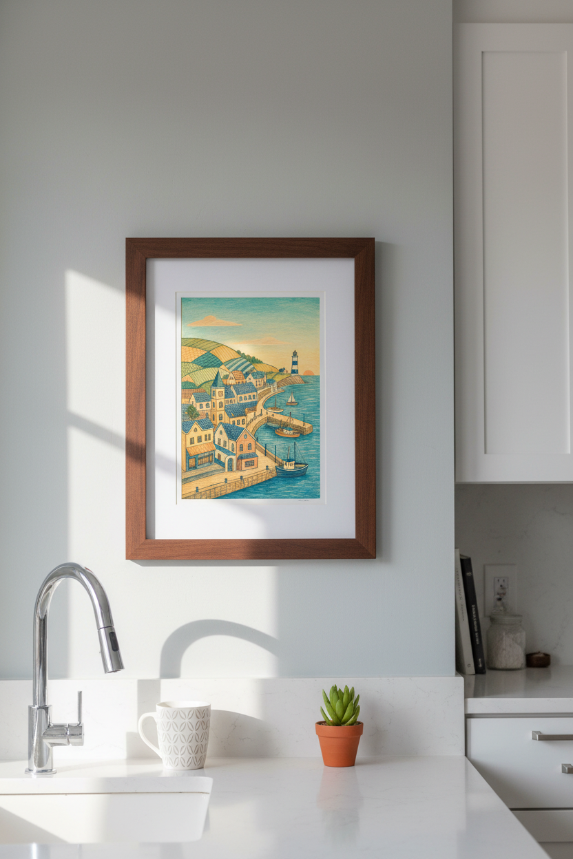 Pastel Lighthouse Wall Art Print | Living Room Decor | Coastal Poster
