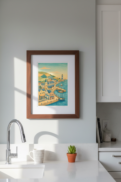 Pastel Lighthouse Wall Art Print | Living Room Decor | Coastal Poster