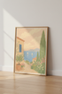 Mediterranean Coast Art | Italian Summer Villa Print, Coastal Landscape Poster