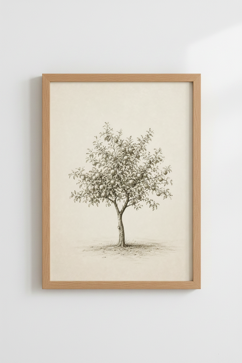 Vintage Botanical Poster Wall Art Print | Living Room Decor | Sepia Sketch Poster