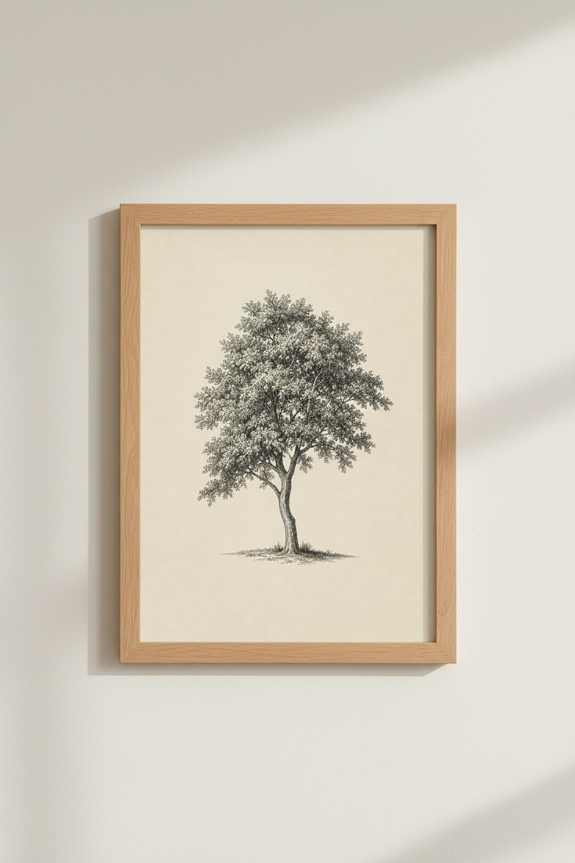 Vintage Tree Wall Art Print | Living Room Decor | Minimal Poster