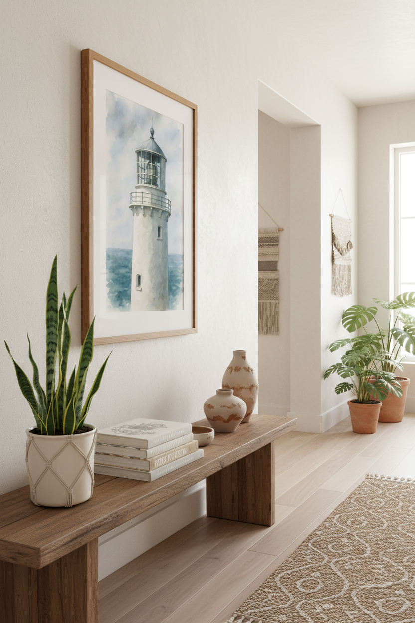 Trevose Head Lighthouse - Cornwall Coastal Watercolor Print