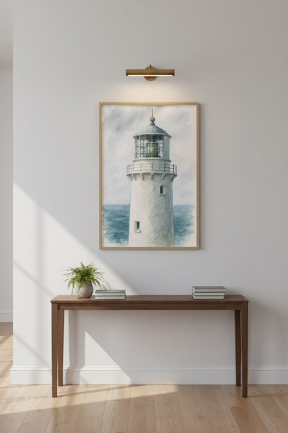 Trevose Head Lighthouse - Cornwall Coastal Watercolor Print