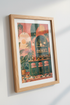 Tropical Bar Scene Wall Art | Emerald & Terracotta Sunset Decor, Boho Home Bar Poster