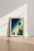 Abstract Beach Palm Tree Wall Art | Navy & Gold Coastal Decor | Tropical Poster