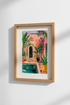 Moroccan Courtyard Wall Art Print | Pink Marrakesh Decor | Tropical Boho Poster