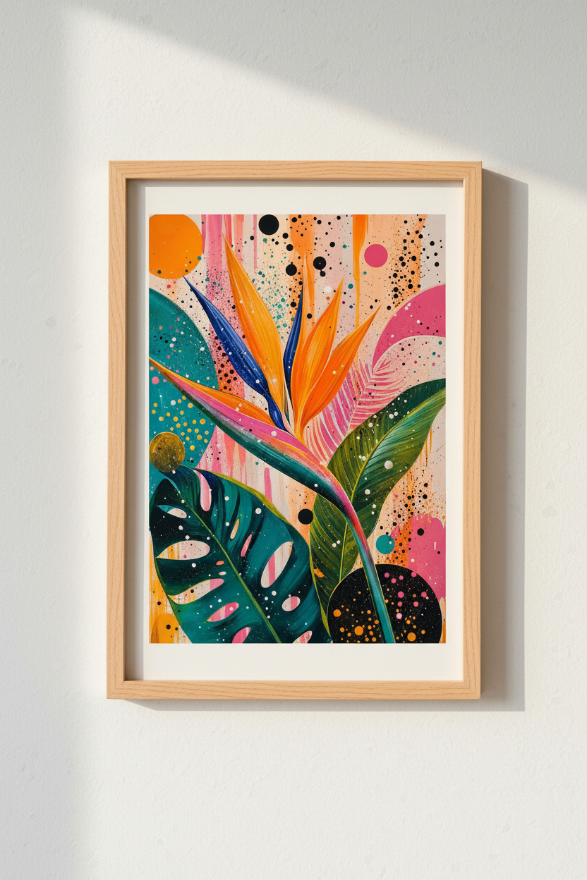 Tropical Abstract Art Print | Colorful Floral Wall Decor | Modern Botanical Poster