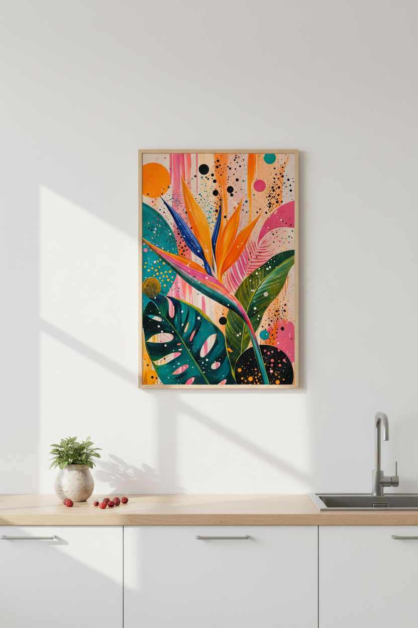 Tropical Abstract Art Print | Colorful Floral Wall Decor | Modern Botanical Poster