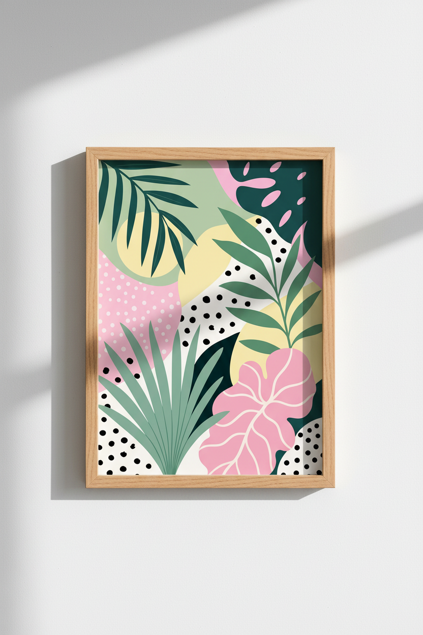 Tropical Abstract Art Print | Modern Botanical Pastel Poster, Colorful Home Decor