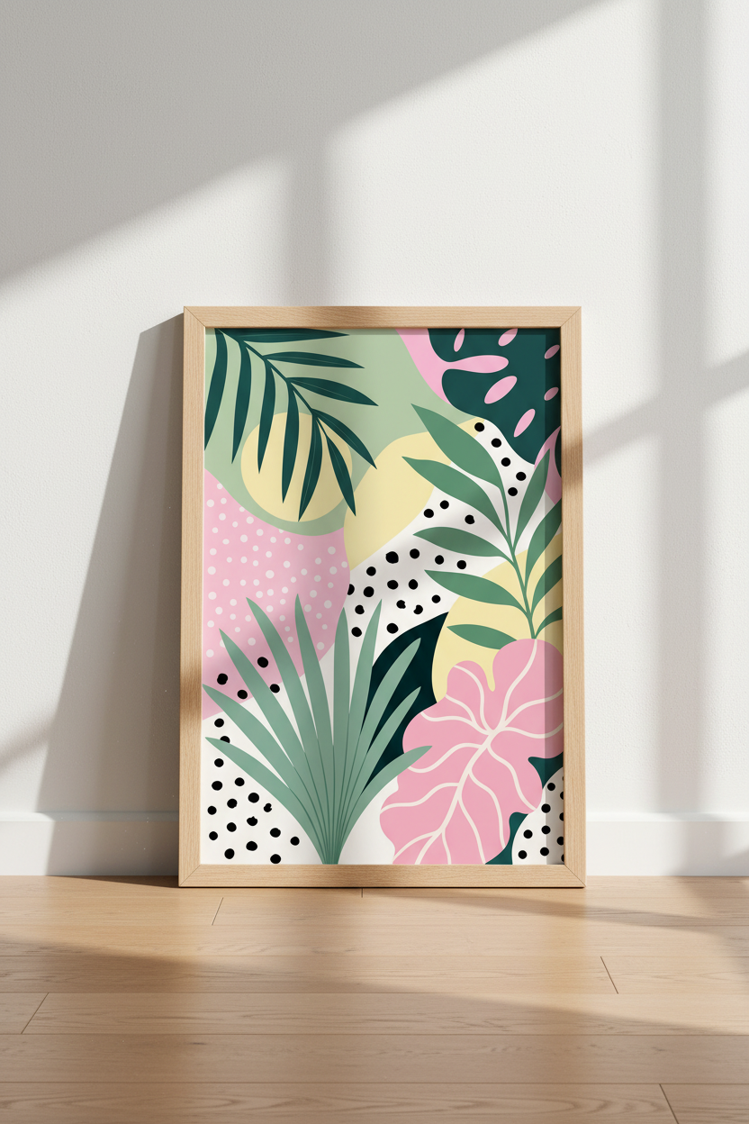 Tropical Abstract Art Print | Modern Botanical Pastel Poster, Colorful Home Decor