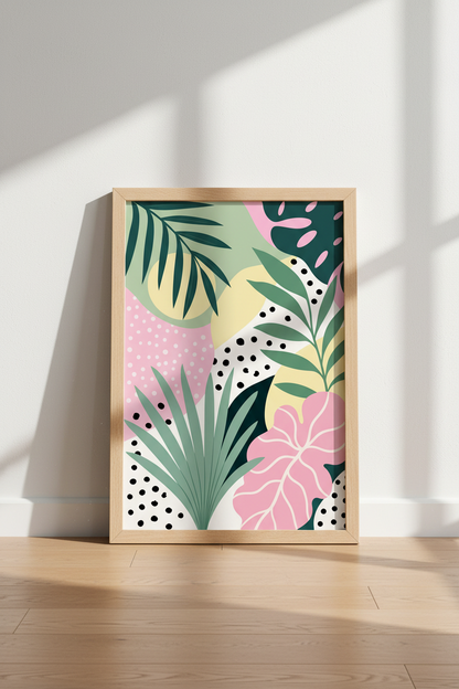 Tropical Abstract Art Print | Modern Botanical Pastel Poster, Colorful Home Decor