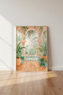 Moroccan Courtyard Wall Art | Peach & Terracotta Garden Print, Boho Mediterranean Decor