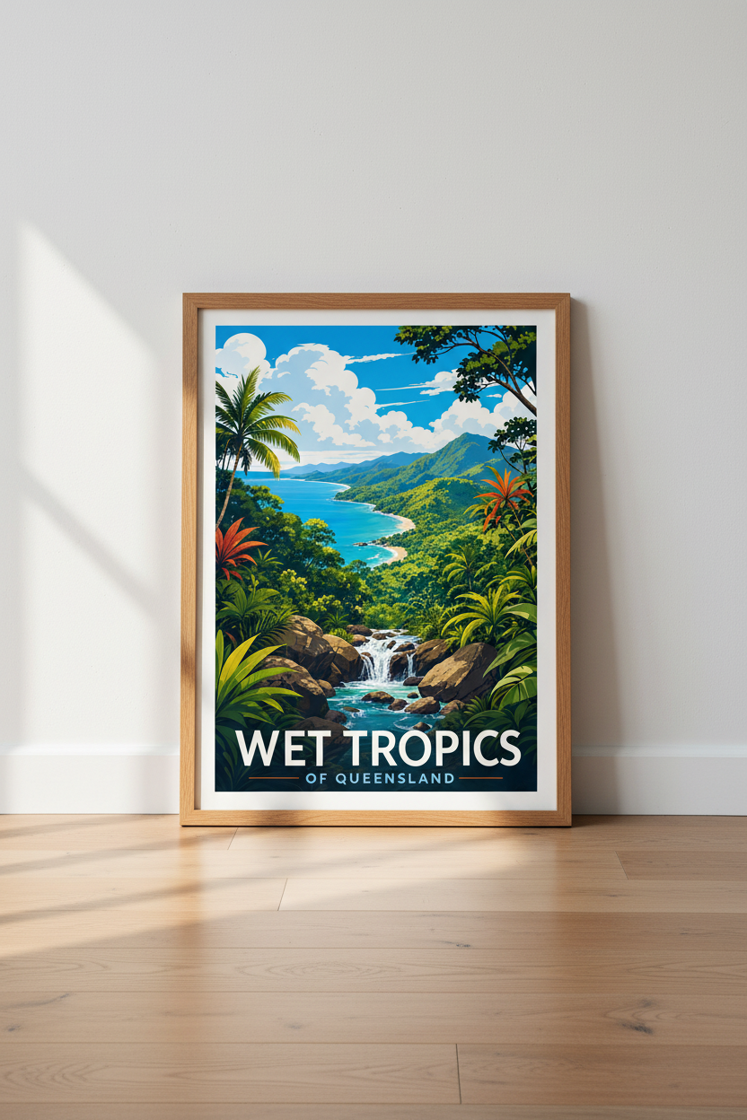 Wet Tropics Queensland Art | Tropical Rainforest Decor, Australia Travel Poster