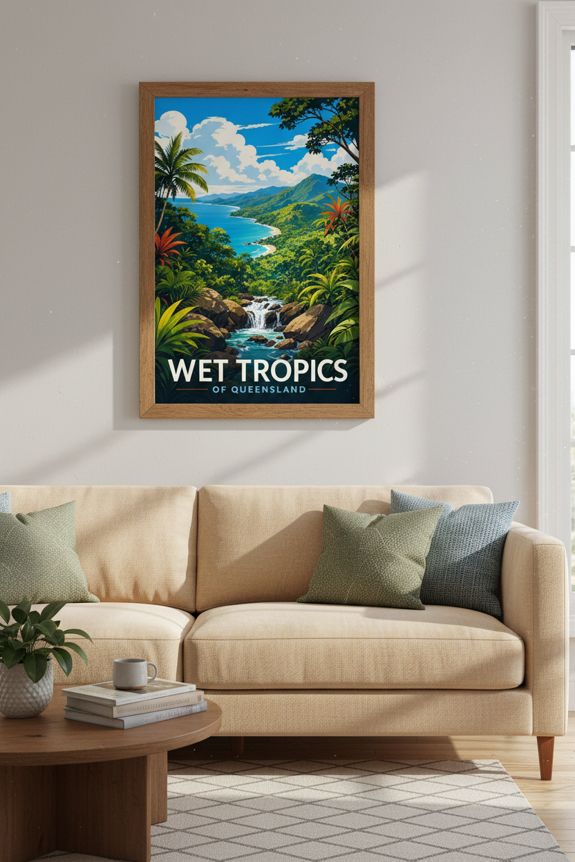 Wet Tropics Queensland Art | Tropical Rainforest Decor, Australia Travel Poster