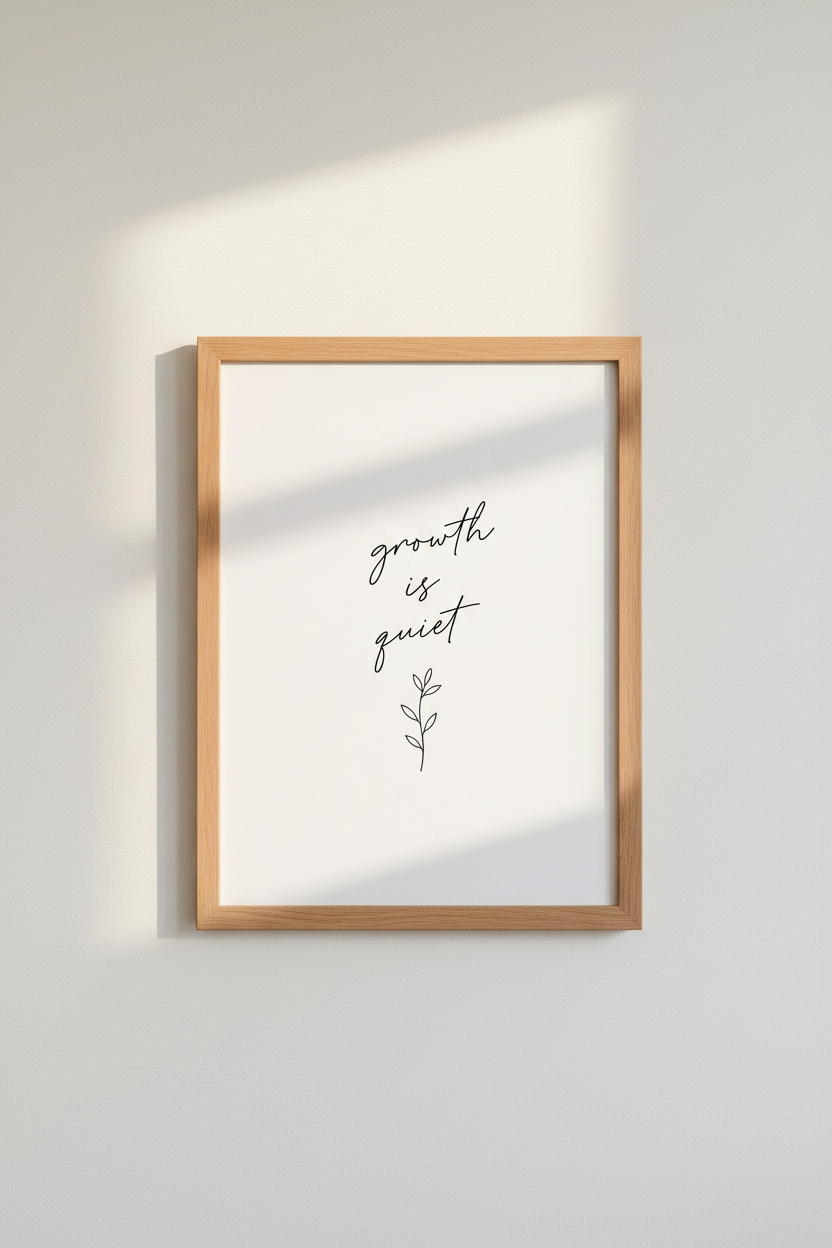 Growth Is Quiet Quote Wall Art Print | Office Decor | Minimalist Aesthetic Poster