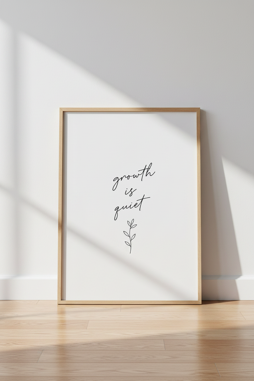 Growth Is Quiet Quote Wall Art Print | Office Decor | Minimalist Aesthetic Poster