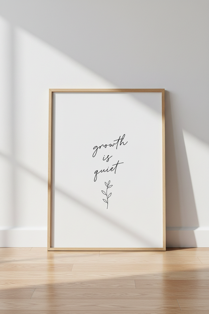 Growth Is Quiet Quote Wall Art Print | Office Decor | Minimalist Aesthetic Poster
