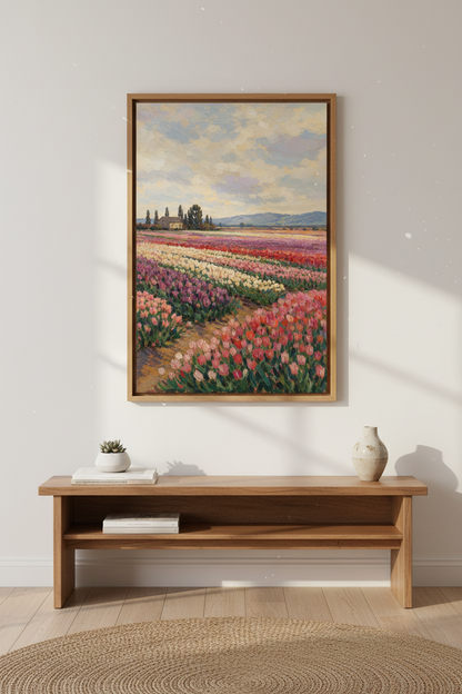 Impressionist Tulip Field Wall Art Print | Living Room Decor | Colorful Poster