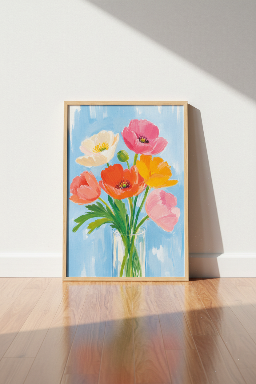 Poppy Wall Art Print | Living Room Decor | Vibrant Poster