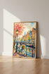Amsterdam Canal Watercolor Art | Dutch Cityscape Poster, Travel Gift Living Room Decor