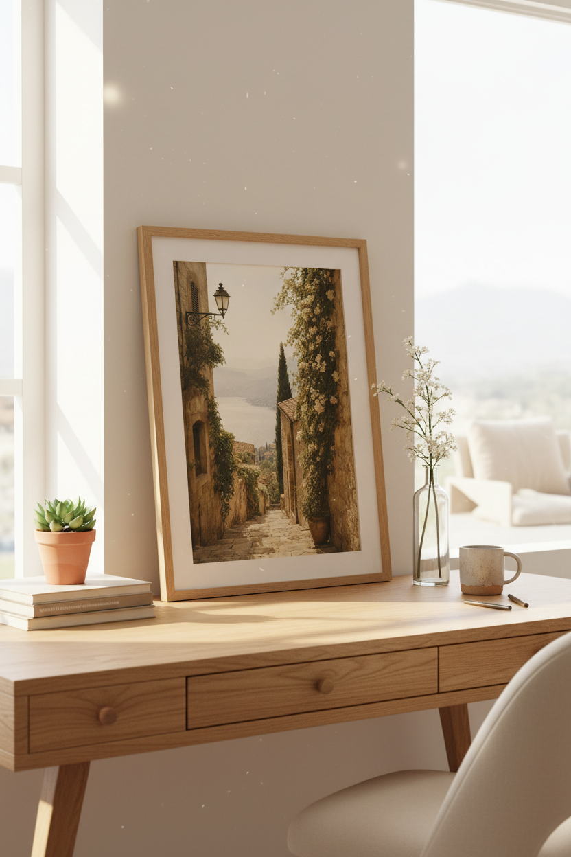 Mediterranean wall art print | Living Room Decor | Warm Provence Poster