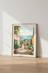 Italian Coastal Village Art | Mediterranean Pastel Landscape, European Summer Decor