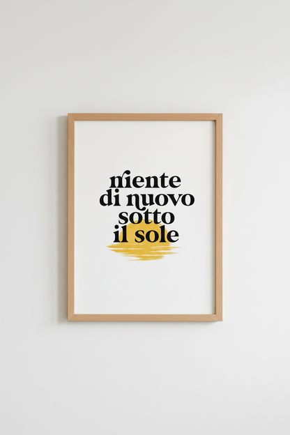 Italian Quote Wall Art | Yellow Sun Typography Print, Mediterranean Home Decor