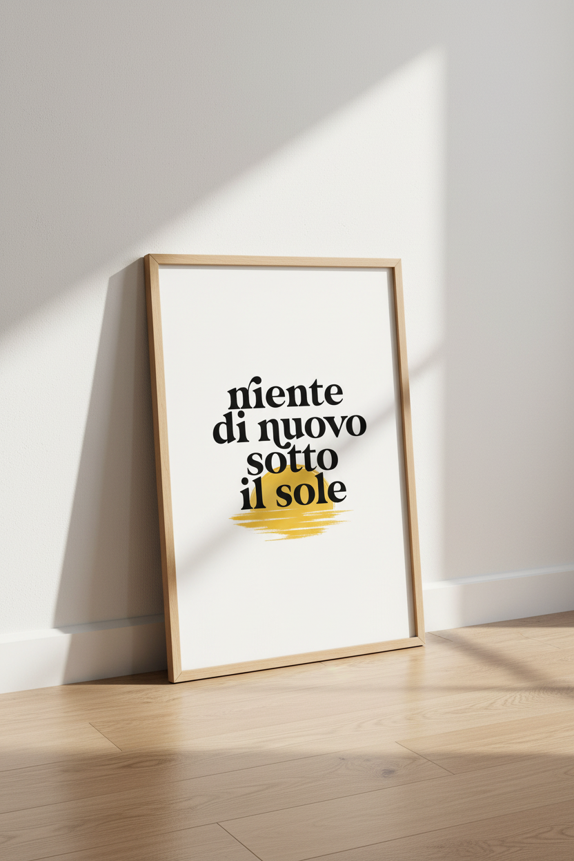 Italian Quote Wall Art | Yellow Sun Typography Print, Mediterranean Home Decor