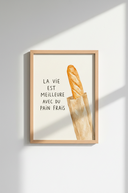 Watercolor French bakery Wall Art Print | Kitchen Decor | Cozy Poster