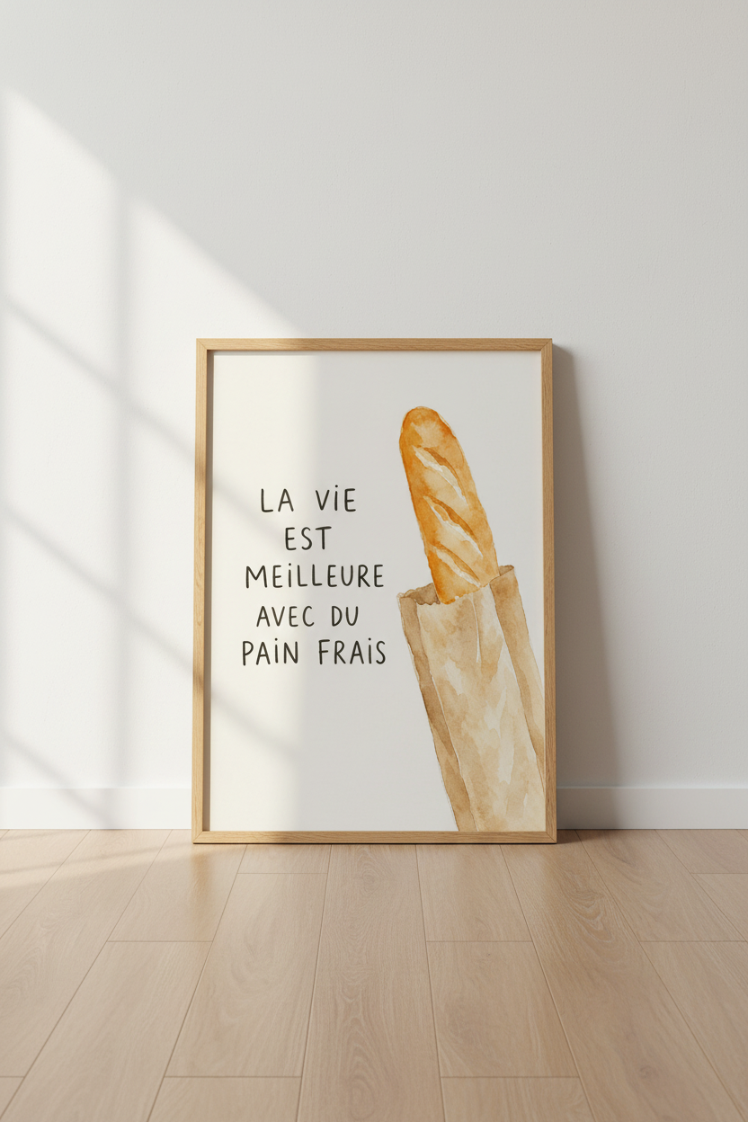 Watercolor French bakery Wall Art Print | Kitchen Decor | Cozy Poster