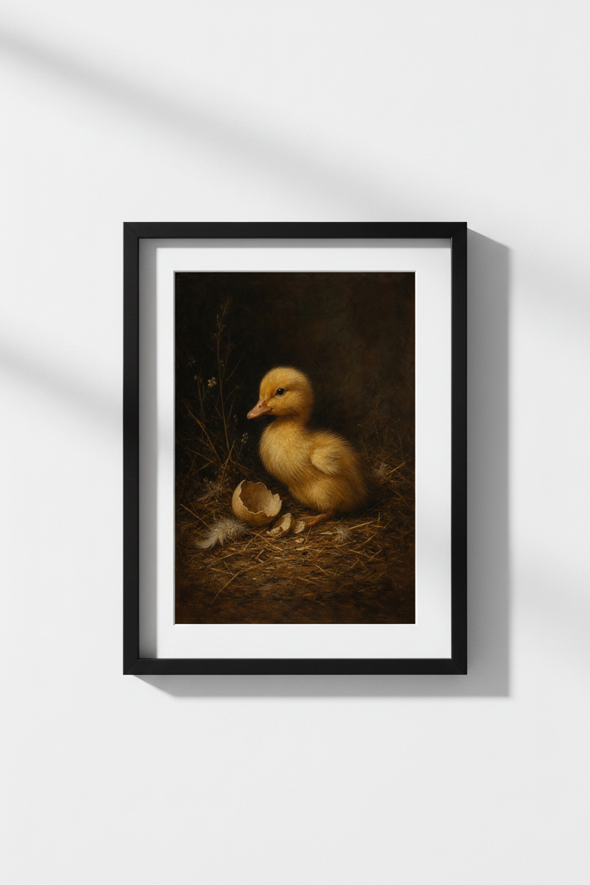 Oil Painting Duckling Wall Art Print | Nursery Decor | Vintage Poster