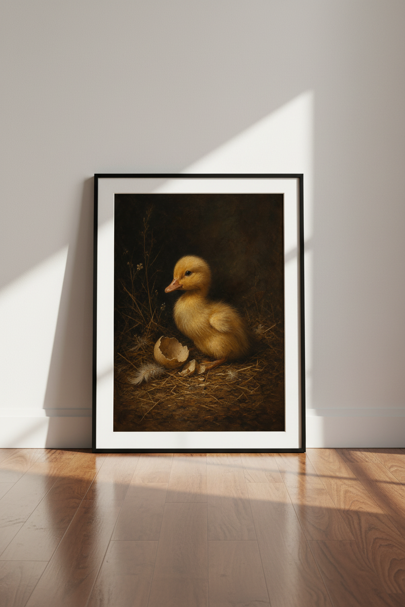 Oil Painting Duckling Wall Art Print | Nursery Decor | Vintage Poster