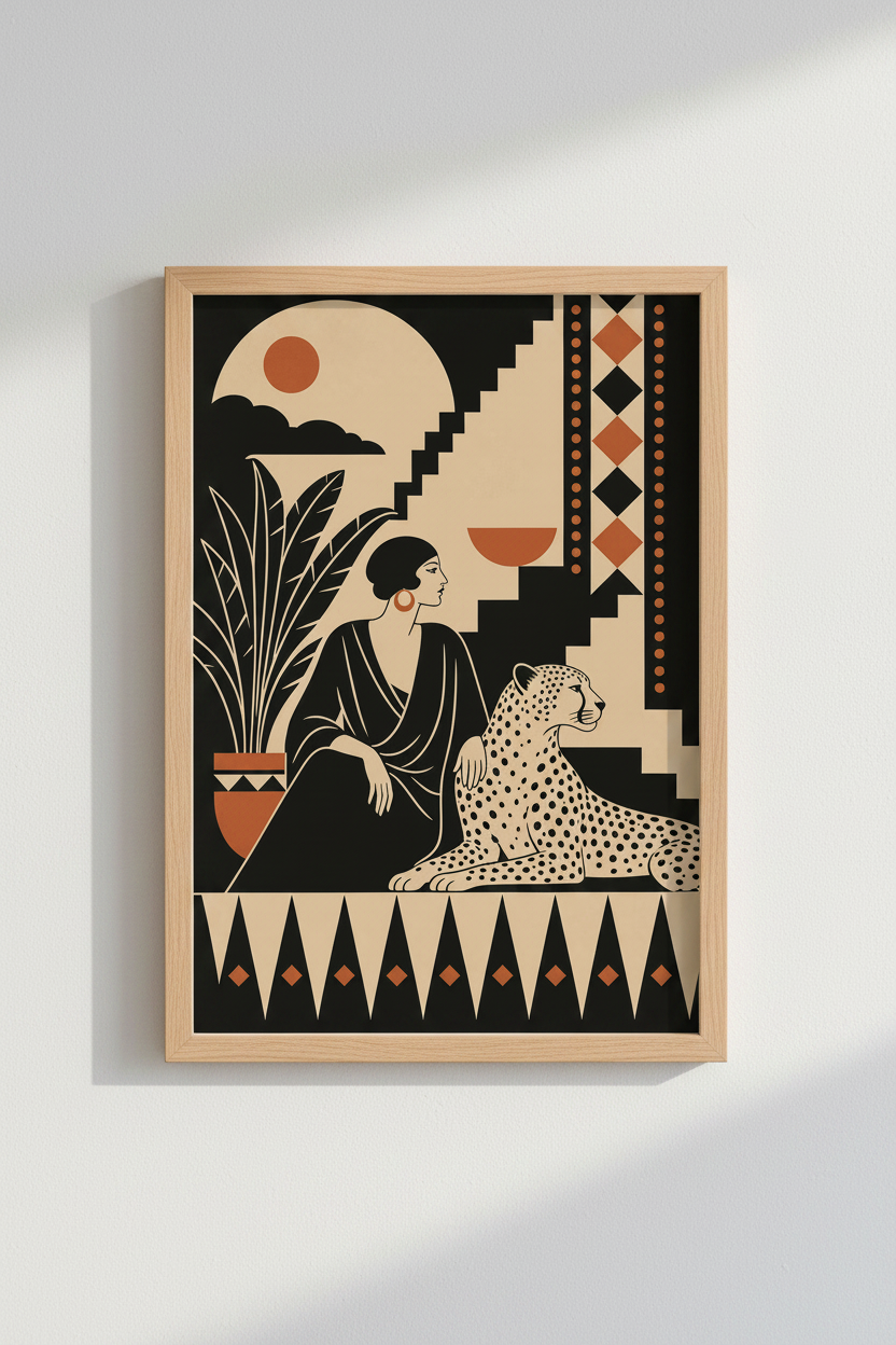 Geometric wall art | Bold tan &amp; black tones, Living room decor