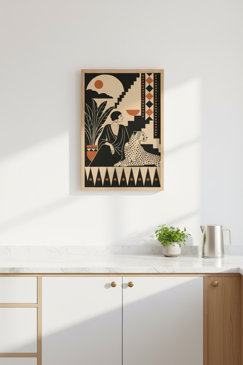 Geometric wall art | Bold tan &amp; black tones, Living room decor