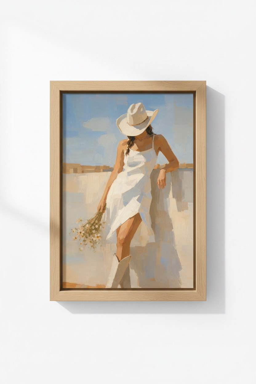 Coastal Cowgirl Art Print | Western Boho Bedroom Decor | Aesthetic Summer Poster