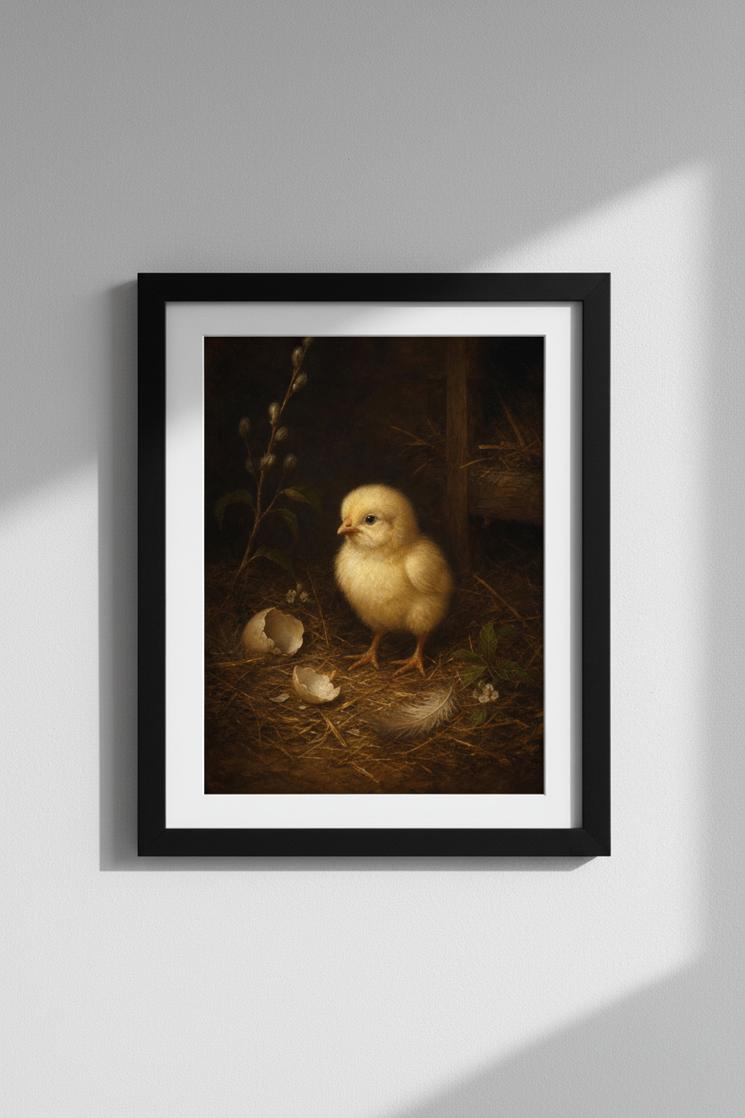 Chick Art Print | Vintage Palette, Soft Studio Light | Nursery Decor