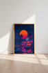 Neon Bay Motel Retro Sunset Wall Art | 80s Synthwave Poster | Vaporwave Decor